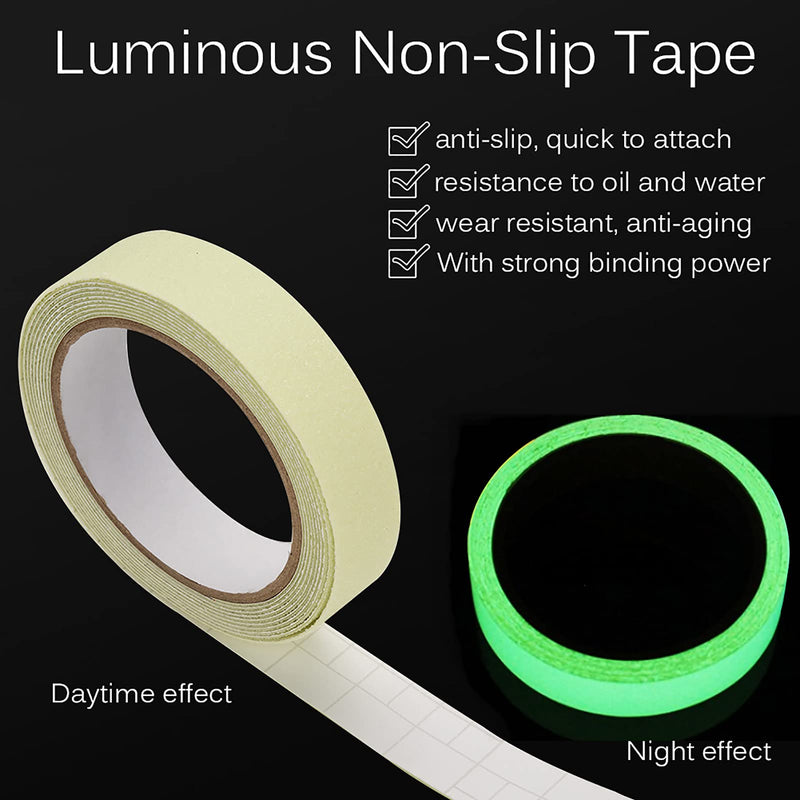 plplaaoo 3 Meters PVC Luminous Non Slip Anti Skid Stair Step Floor Safety Warning Decoration Tape (Fully Luminous 2.5CM*3M) Fully luminous 2.5CM*3M