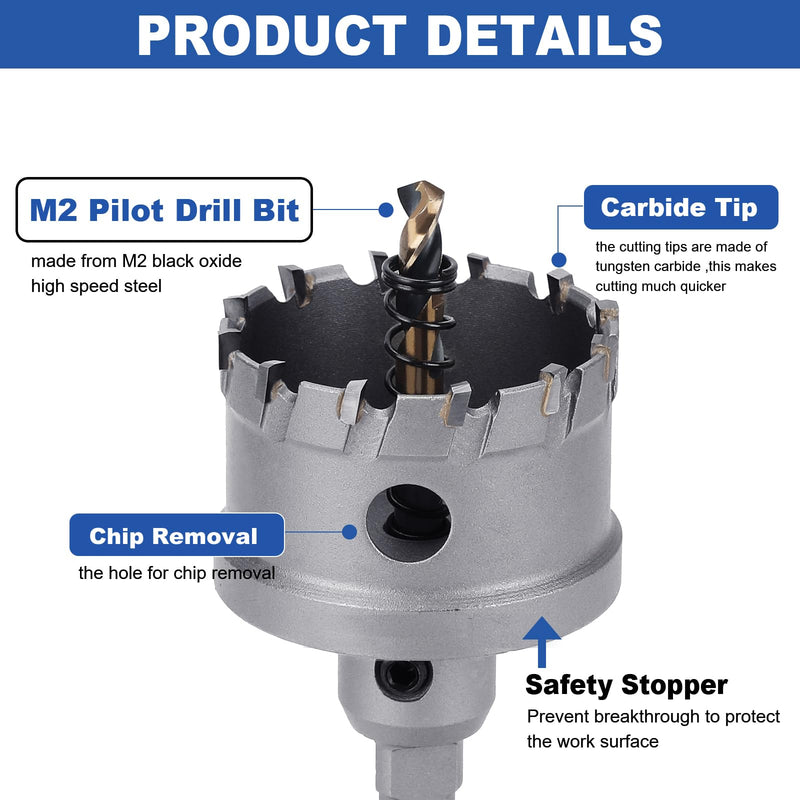 4-1/2” (115mm) Tungsten Carbide Tip Hole Saw,Hole Saw with M2 Pilot Drill bits for for Hard Metal Stainless Steel, Metal, Iron, and Plastic,25mm Drilling Depth (4-1/2” (115mm)) 4-1/2” (115mm)