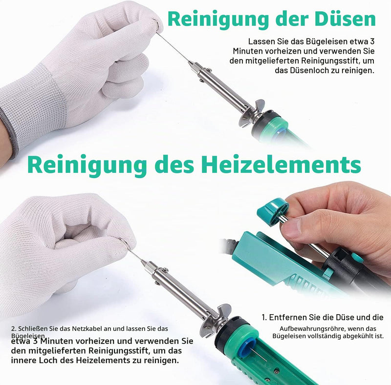 YIHUA 929D-V Electric Vacuum Desoldering Iron, Soldering Iron, Suction Desoldering Pump with Shorter Charging Handle and Desoldering Nozzles 1.0 mm 1.2 mm 2.0 mm for Through Soldering (EU Plug)