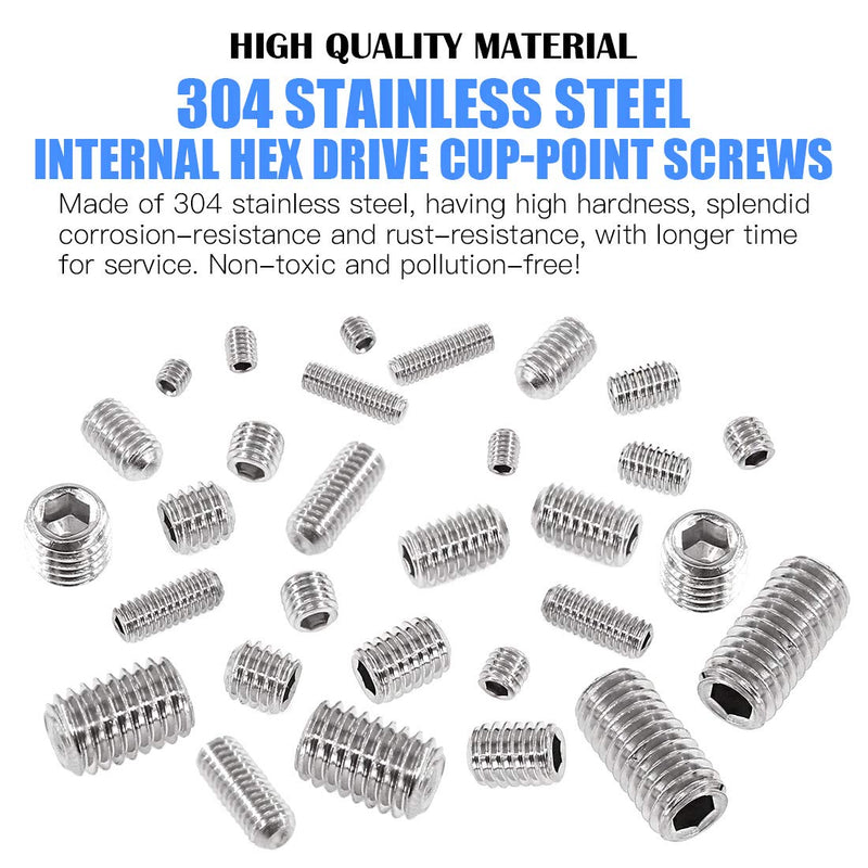 [Australia - AusPower] - Glarks 200Pcs M3 4 5 6 8 Hex Allen Head Socket Set Screw Assortment Kit + 420Pcs M3/M4/M5/M6/M8 Allen Head Socket Set Screw Assortment Kit 