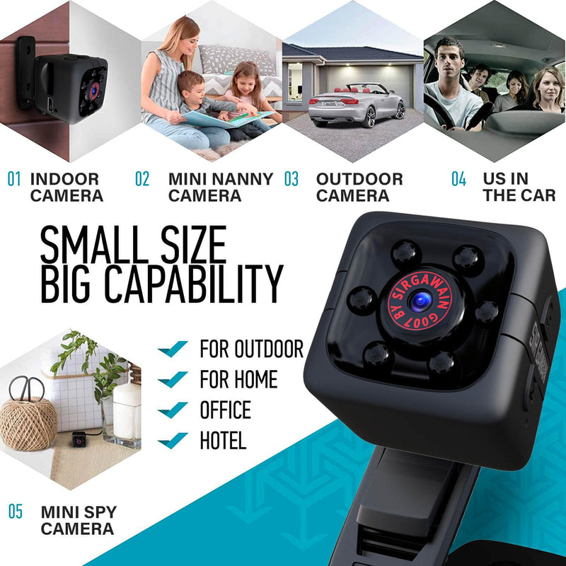 [Australia - AusPower] - Upgraded Mini Camera 1080P with 64GB SD Card - Camera Full HD - Portable Small Cam - Night Vision and Motion Detection - Indoor Camera for Home & Office - Cam Mini Cam v2.0 + 64GB SD Card Black Premium 