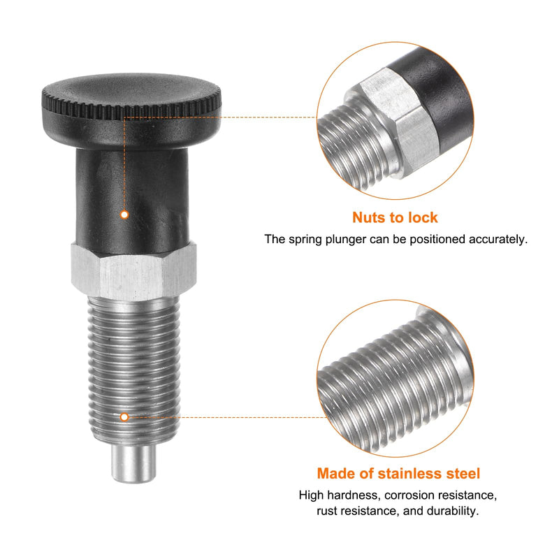 [Australia - AusPower] - Push Fit Ball Nose Spring Plunger M16x1.5 Thread Length 1.02" Pin Dia.8mm Stainless Steel Return Knob Plunger Non-Locking Retractable Index Plunger for Industrial Equipment 