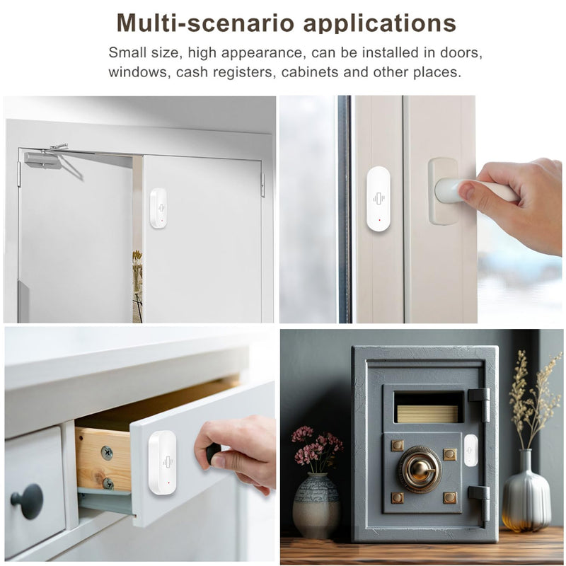 [Australia - AusPower] - WiFi Vibration Sensor: Smart Door Window Sensor with App Alerts, Wireless Glass Break Detector, Adjustable Sensitivity, Compatible with Alexa Google Home (2Pack) 2-Pack 