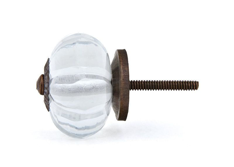 Shabby Restore Clear Glass Decorative Dresser Drawer, Kitchen Cabinet, Closets, Door Knobs, Pulls - Pack of 12