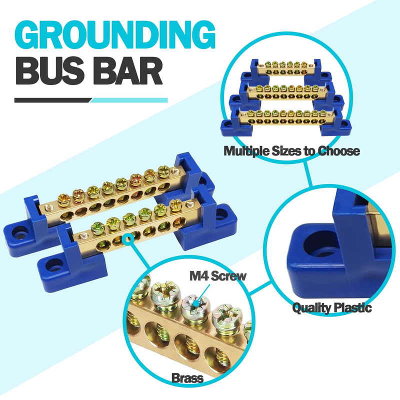 4PCS Ground Bus Bar 8 Positions Grounding Bus Bar Terminal Block ...