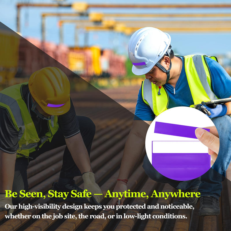 PATIKIL Hard Hat Reflective Stickers, (5 x 6 Inch, Purple) (7 Pcs), Retro Reflective Safety Tape Durable Adhesive Helmet Stickers, Suit for - Hard Hats/Helmets/Mailboxes
