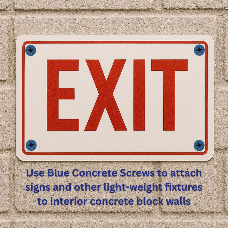 CONFAST 3/16" x 4" Blue Flat Phillips Concrete Screw Anchor with Drill Bit for Anchoring to Masonry, Block or Brick (100 per Box) 3/16" x 4"