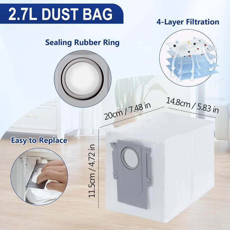 [Australia - AusPower] - 34 PCS Qrevo S5V Replacement Accessories Compatible with Roborock Qrevo Curv/S5X/Edge/Edge S5A/Qrevo S5V Robot Vacuum, 2 Mainbrush, 6 Scent Tablets,4 HEPA Filters, 6 Dust Bags,6 Mop Pads, 6 Side Brush 