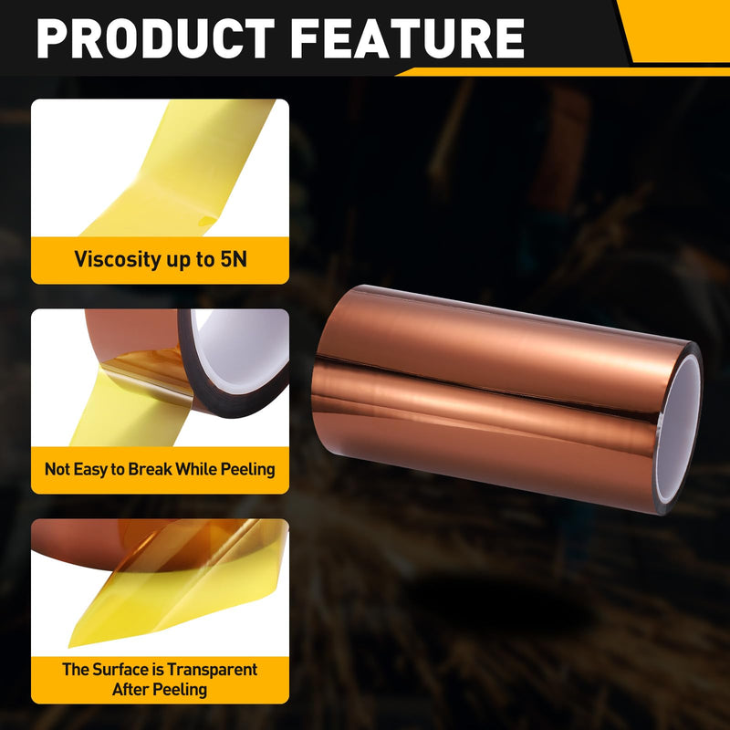 uxcell Heat Tape, 200mm x 33m (108ft) Polyimide Heat Transfer Sublimation Tape No Residue High-Temperature Resistant Tapes for Heat Press Soldering Circuit Board, Brown 200mm x 33m (108ft) 1