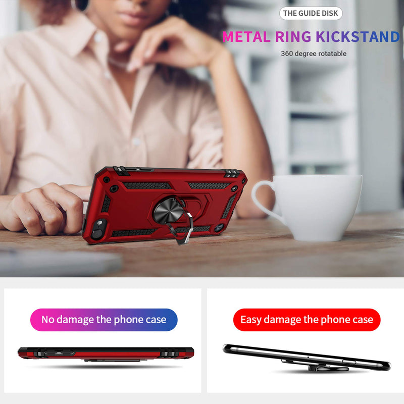 [Australia - AusPower] - ULAK Compatible with iPod Touch 7 Case/iPod Touch 6 Case with 2 HD Screen Protectors, Hybrid Rugged Shockproof Cover with Built-in Kickstand for iPod Touch 7th/6th/5th Generation (Red) Red 