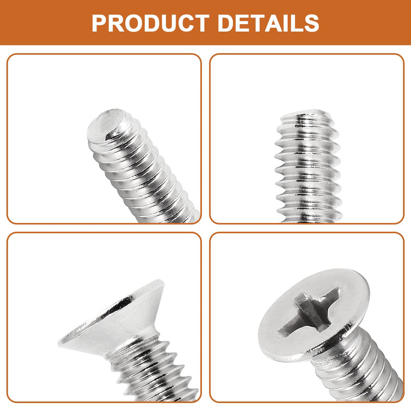 [Australia - AusPower] - 50PC Flat Head Phillips Machine Screws, 8-32 x 3/8 Inch 304 Stainless Steel Device Mounting Screws Bolt Fastening 