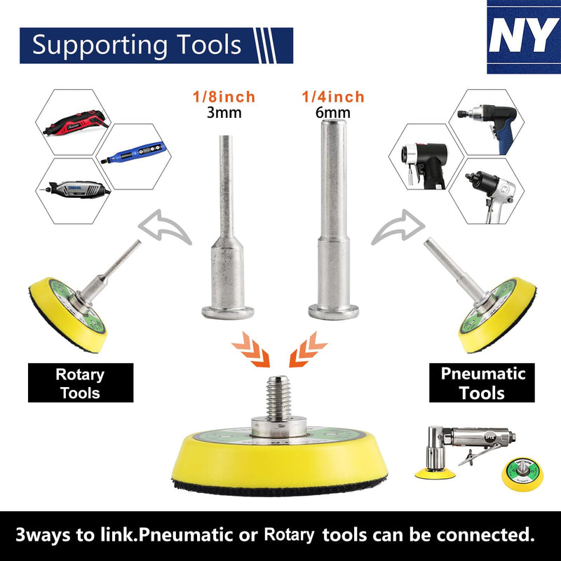[Australia - AusPower] - NYXCL 170Pack 3/2inch Sanding Discs Kit with 2 & 3" Backer Pads, Sanding Sponge for Drill Sanding Attachment Die Grinder Rotary Tools with 1/8" 1/4" Shanks Sanding Pads P80-3000 