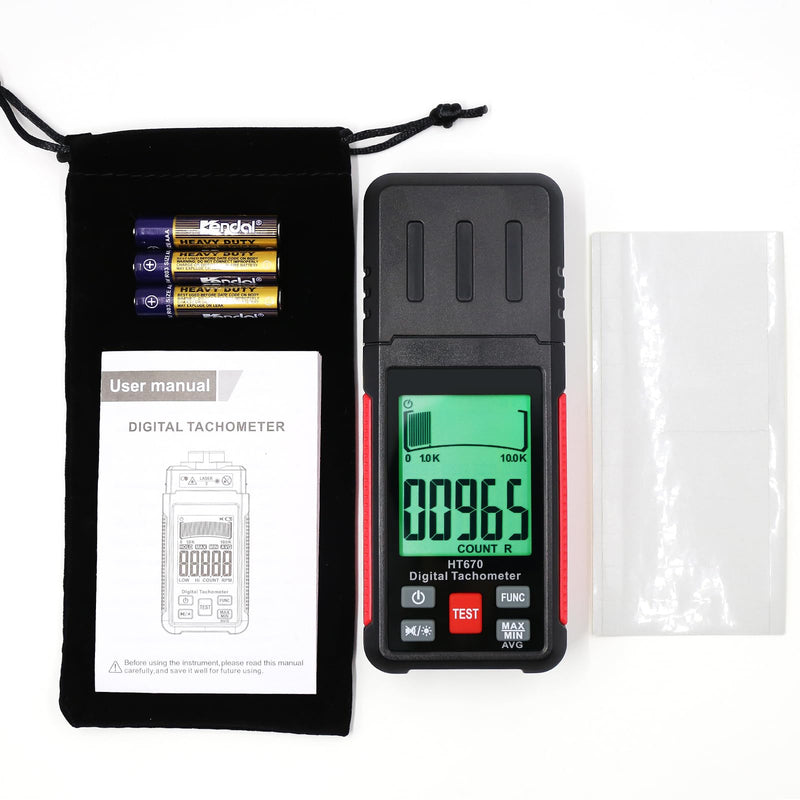 [Australia - AusPower] - Digital RPM Tachometer Check for RPM & Counting, 10-99999 RPM High Precision Laser Non Contact Tachometer RPM Meter Tester with Reflection Tape, Backlit Large LCD, Data Hold, and Max/Min/AVG Function 