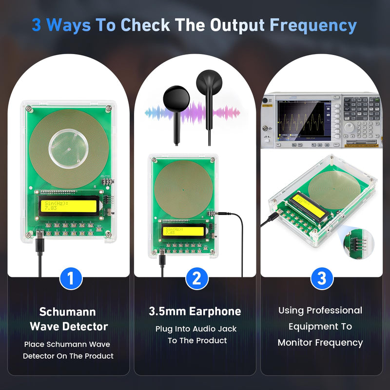 Adjustable Frequency Generator for Healing (0.01Hz-200kHz), 7.83Hz Schumann Resonance Generator, USB-C Powered Sine Wave Signal Generator for Sleep, Yoga, Meditation & Stress Relief with LCD Display White
