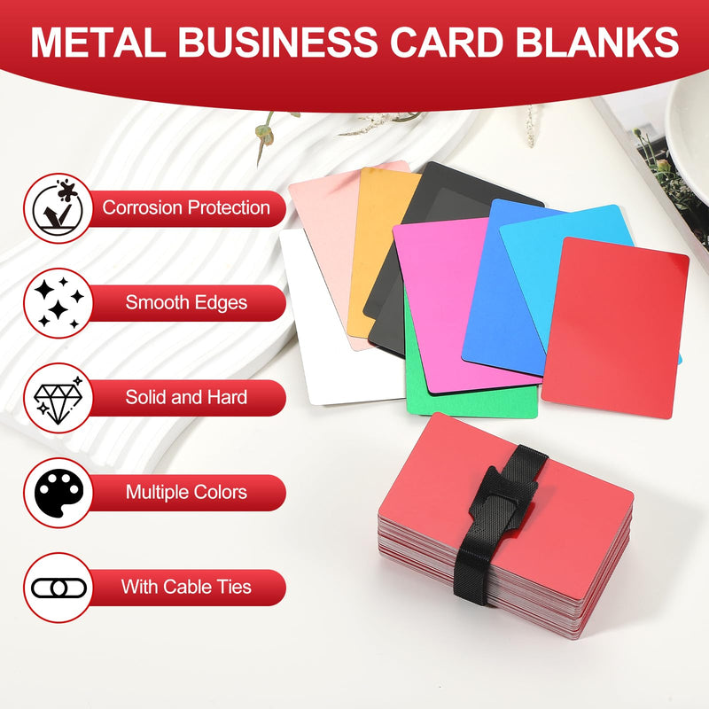 PATIKIL Metal Business Card 0.21mm Thick 3.4x2.1 Inch, 200 Pcs Anodized Aluminum Blank Laser Engraving Cards with Cable Ties for Multipurpose House Office, Navy Blue