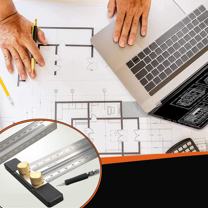 [Australia - AusPower] - Ultra Precise Marking T-Rule Stainless Steel Marking Ruler, T Square Hole Ruler, Stainless Steel Woodworking Scribing Ruler, Positioning, Scribbling Measuring Device for Carpenter, Engineer (400 mm) 400mm 