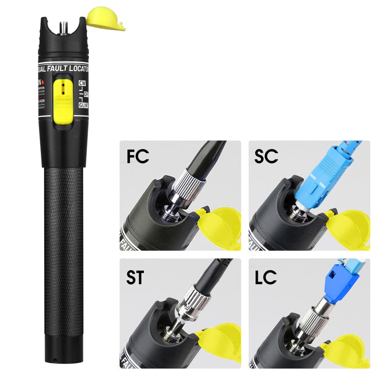 [Australia - AusPower] - -2PC VFL-5 Visual Fault Locator Fiber Optic VFL Fiber Tester Optic Cable Tester Meter with 2pc Singlemode 9/125μm FC Male to LC Female Adapter 