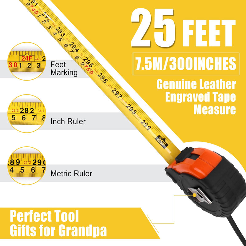 [Australia - AusPower] - Grandpa Father's Dad Gifts, Gifts for PAPA from Daughter Son, Genuine Leather Engraved 25 FT Tape Measure Tool Gifts for Men Grandpa 