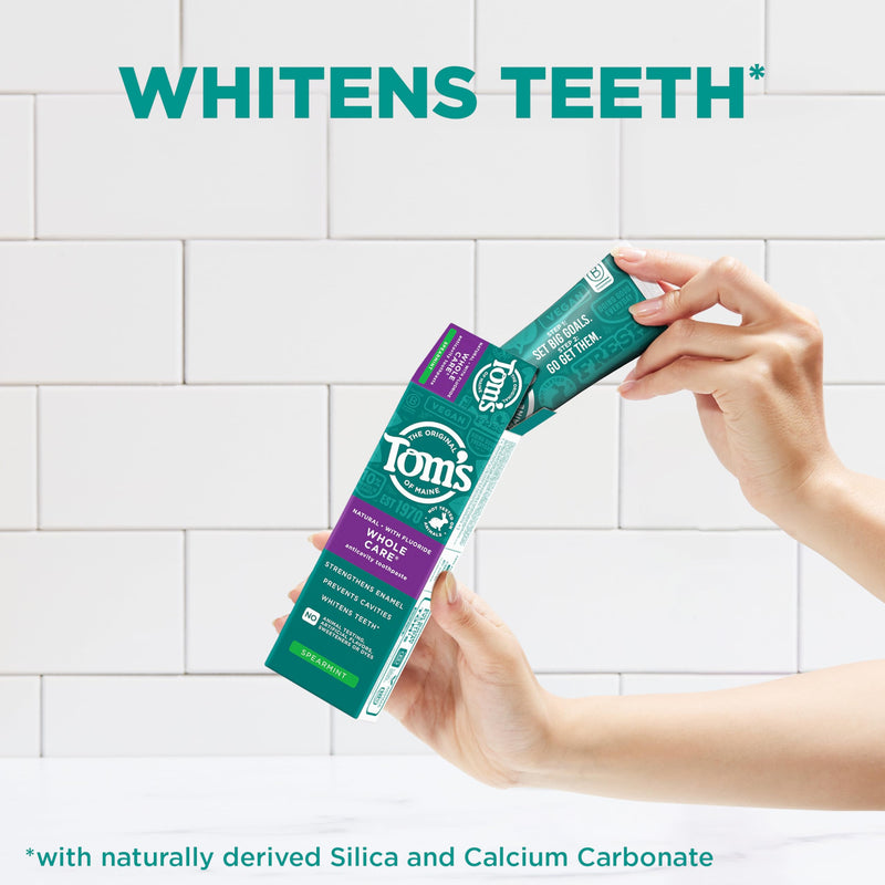 [Australia - AusPower] - Tom's of Maine Whole Care Natural Toothpaste with Fluoride, Spearmint, 4 Ounce (Pack of 3), (Packaging May Vary) 4 Ounce (Pack of 3) 