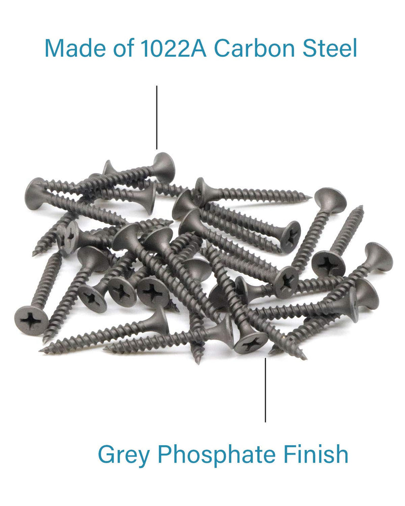 [Australia - AusPower] - 100pcs #6 x 1-1/8" Flat Head Phillips Drywall Screws Fine Thread Sharp Point Wood Screw, Carbon Steel 1022A, Gray Phosphate #6 x 1-1/8" 100 