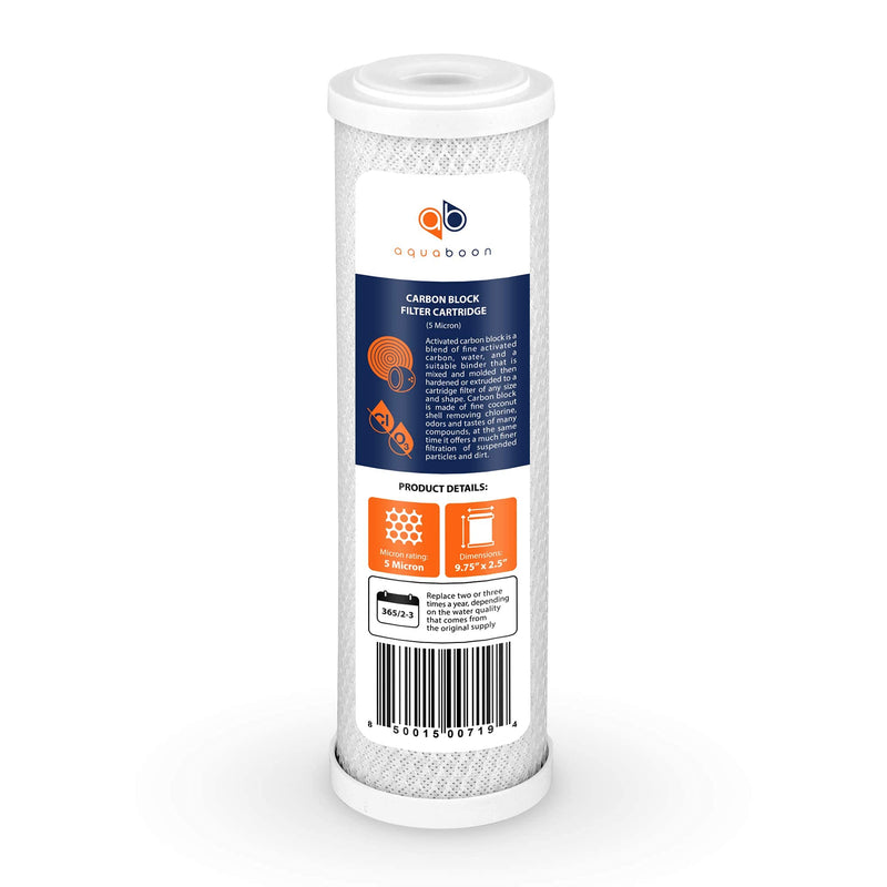 Aquaboon 5 Micron 10 x 2.5 House Water Filters Cartridges Set of 3 | Sediment & Carbon Filter Replacements Compatible with WHKF-WHWC, P5, WHKF-GD05 3 Count (Pack of 1)