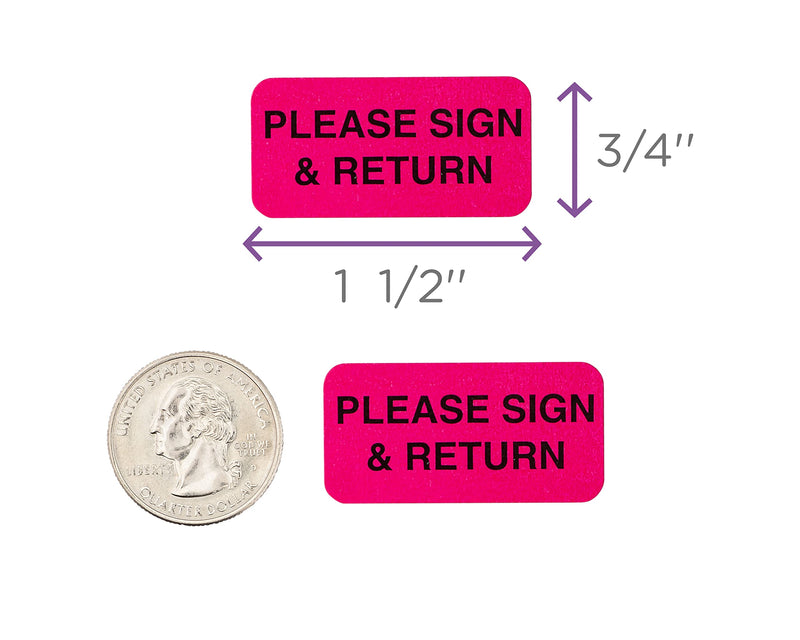 [Australia - AusPower] - Carstens Medical Stickers – Please Sign & Return Alert and Instruction Labels for Medical Charts, Pink and Black, Roll of 100 Patient Chart Labels, W1.5" x H.75" 