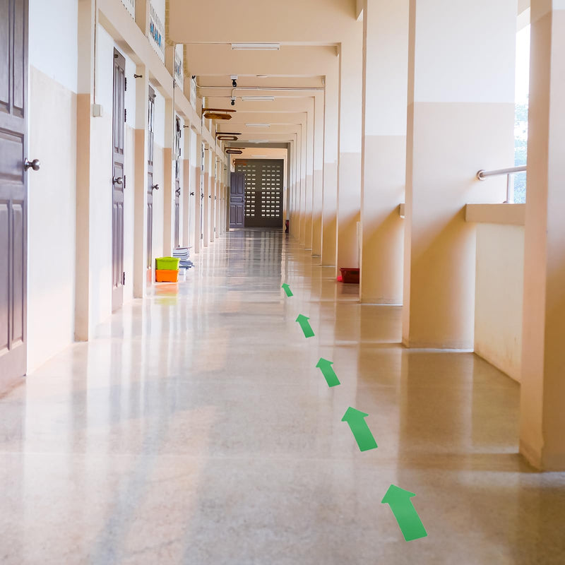 PATIKIL 200 PCS Adhesive Arrow Stickers, 3"x6" Arrow Floor Sticker Tape, Arrow Adhesive Floor Marker Sticker Directional Arrow Decal Large for Classroom Warehouse, Fluorescent Green