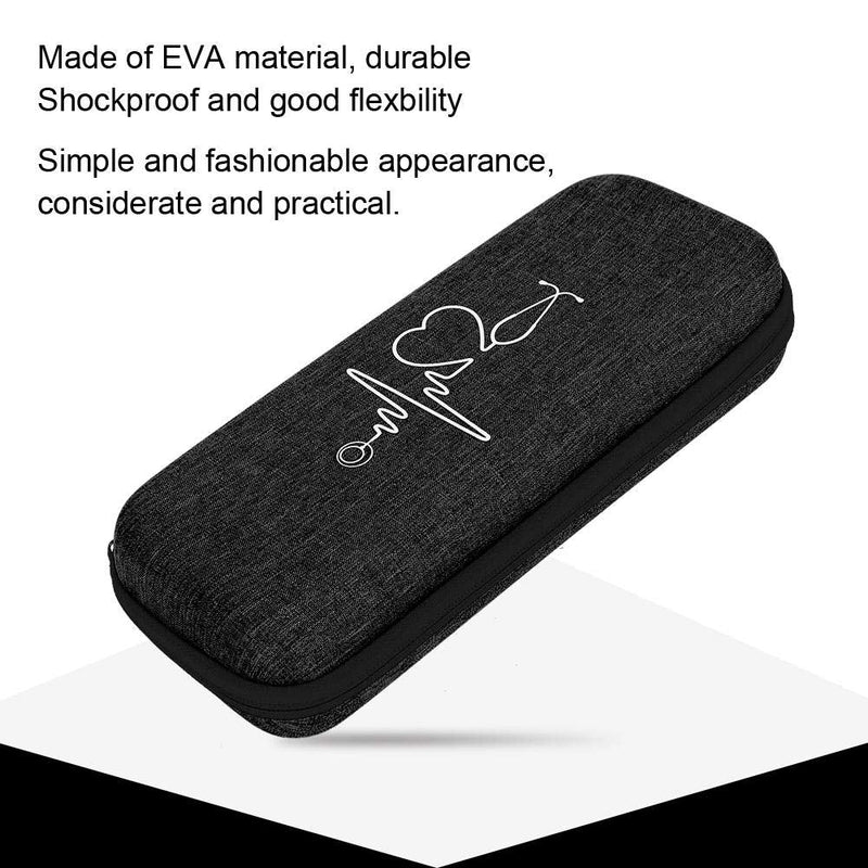 [Australia - AusPower] - xuuyuu Stethoscope Organizer EVA Storage Case Shockproof Portable Travel Bag with Inner Mesh Pocket for Stethoscope (Black) 