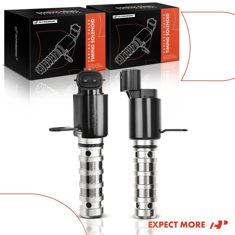 A-Premium 2-PC Intake & Exhaust Engine Variable Valve Timing (VVT) Solenoid Compatible with Hyundai Santa Fe Sonata Tucson & Kia Forte Optima, Replace# 243552G500 243752G500