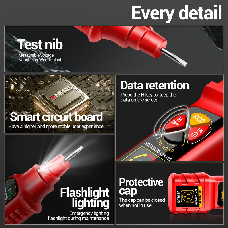 [Australia - AusPower] - Circuit Breaker Finder Tool Set 2-in-1 - Outlet Locator, Breaker Detector & Circuit Tracer for Quick Circuit Identification & Troubleshooting (No Batteries Included) (red) Red 