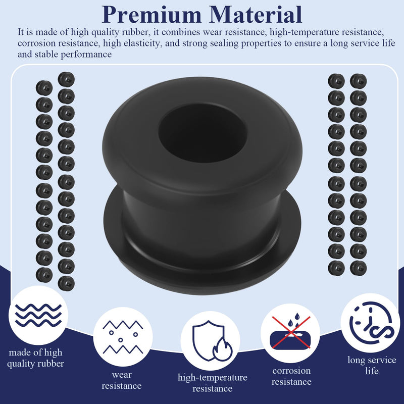 50 Pcs Antique/Vintage/Discontinued Rubber Grommets Fit for Hunter Ceiling Fans, Ceiling Fan Blade Replacement Rubber Grommets, Ceiling Fan Washers/Bushings fits Hunter Fan Blade Grommets Spare Kit 50 Pcs Black