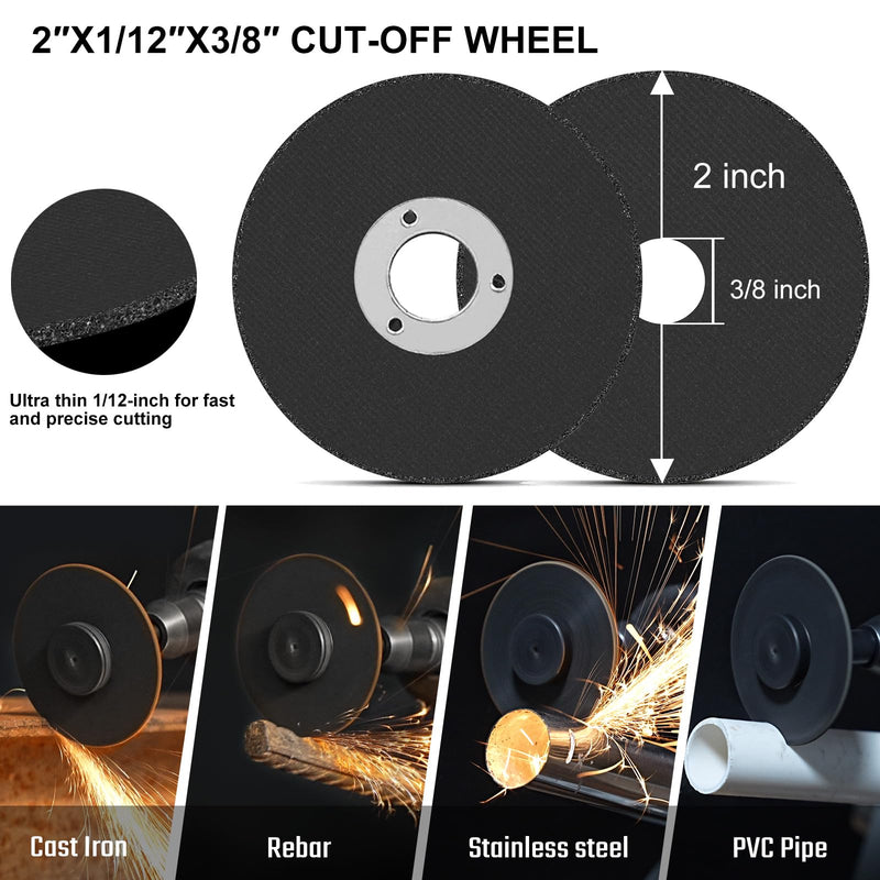 [Australia - AusPower] - 2 Inch Cut Off Wheel with 1/4 Stem Mounting Mandrel for Die Grinder, W3/8" Arbor Hole Cutting Wheel for Metal & Stainless Steel Rotary Tool Drill Attachment Bolt Cutter Discs 2 Inch Cutting Wheel + Mandrel (5+1) 2 Inch Cutting Wheel + Mandrel (5+1) 