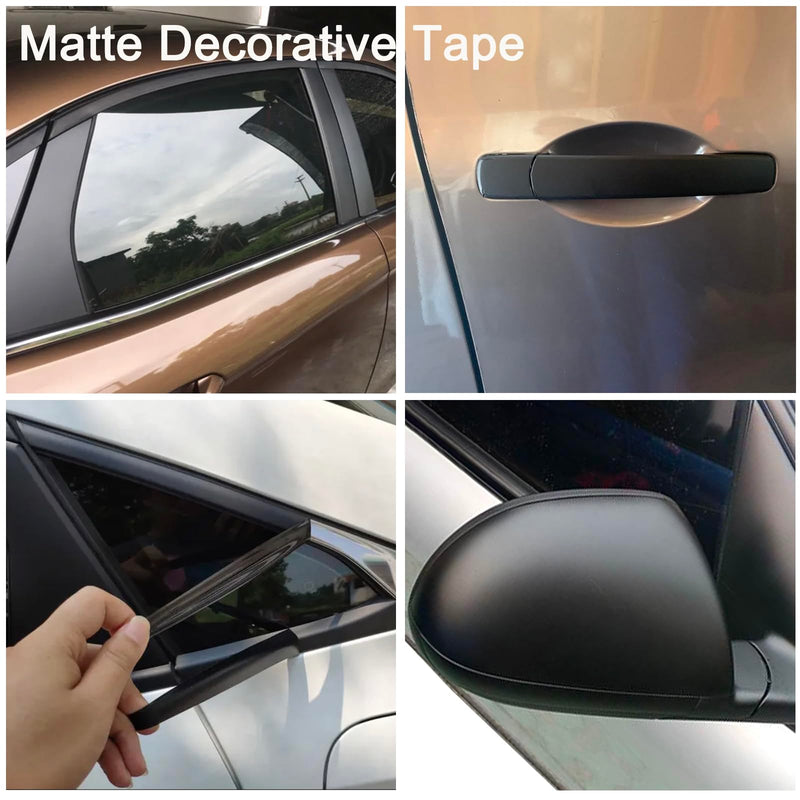 Matte Black Vinyl Tape for Black Out Chrome Delete Window Trim, Matte Black Vinyl Wrap Roll, Self-Adhesive Car Chrome Door Trim Delete Tape DIY Film with Tool Kit (1 inches x 30 feet) 1 inches x 30 feet