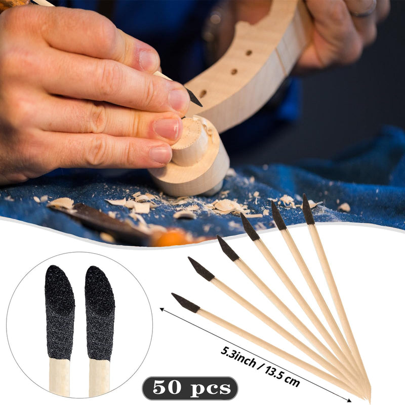 [Australia - AusPower] - 50 Pack Sanding Sticks, Matchsticks Sanding Sticks for Plastic Models, Fine Detailing Sanding Tools for Tight Spaces Wood, 280 Grit, 5.4 x 0.2 Inch Black 50 Pack 