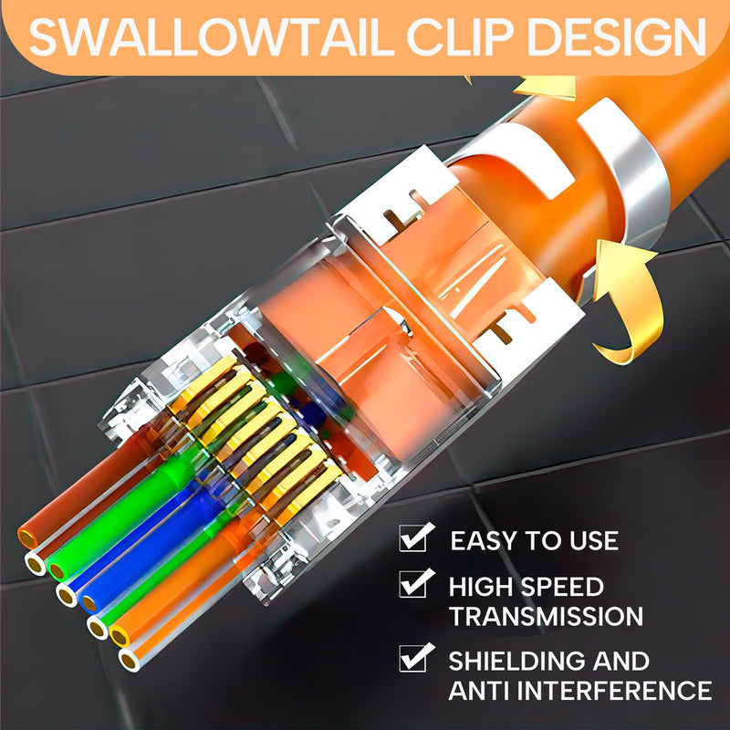 [Australia - AusPower] - 2nd Gen Network Connector Cat7 Cat6A RJ45 Pass Through Connector for Installation Cable Shielded with Threading Aid and Kink Protection RJ45 Connector CAT7 CAT6A for Switch, TV, PS4, ADSL Pack of 10 