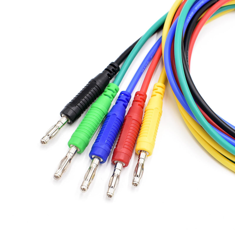 [Australia - AusPower] - 14AWG Heavy Duty Test Leads 4mm Banana Plugs to Alligator Clips Flexible Cable Wire Set for Multimeter Electrical Testing 5 Colors 3 Feet 3Ft 