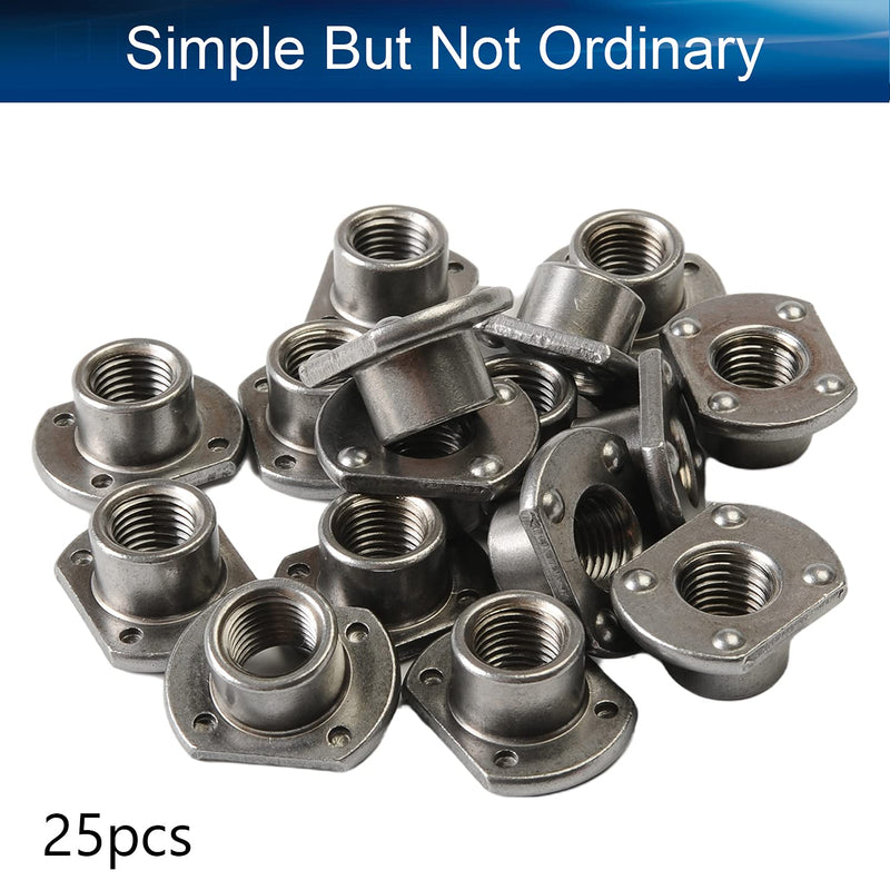 [Australia - AusPower] - MroMax 25Pcs 7/16-20 Female Thread Carbon Steel Square Weld Nuts Silver Tone 7/16"-20 25 