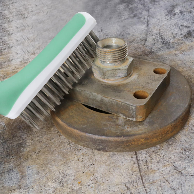 [Australia - AusPower] - Wire Brush for Cleaning-Heavy Duty 11 Inch Stainless Steel Wire Scratch Brush for Cleaning Rust with Rubber Covered Handle 