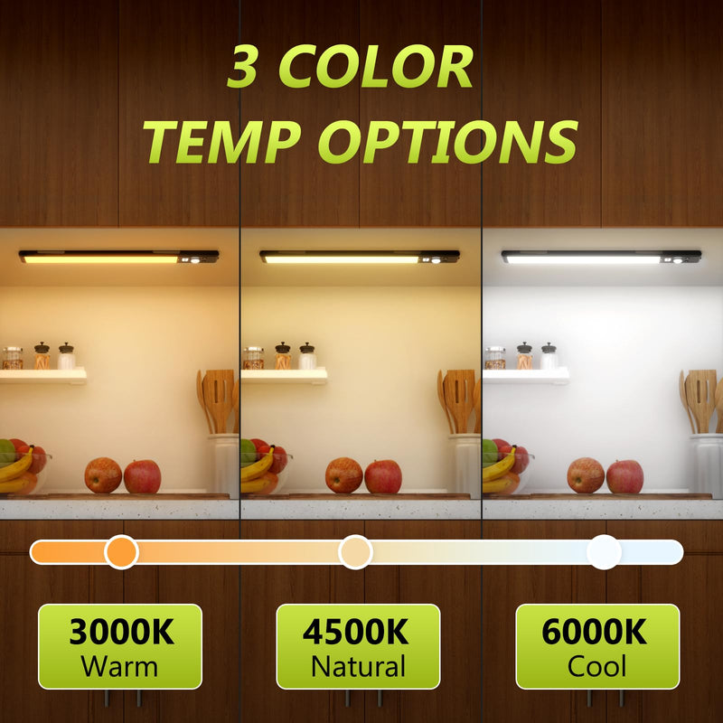 [Australia - AusPower] - Mpotmiy 6 Pack 10" Under Cabinet Lights with Digital Display,52 LED Rechargeable Motion Sensor Light Indoor,3 Color Temperatures, Magnetic Dimmable Closet Lights, Under Counter Light for Kitchen 10inch-6pack 