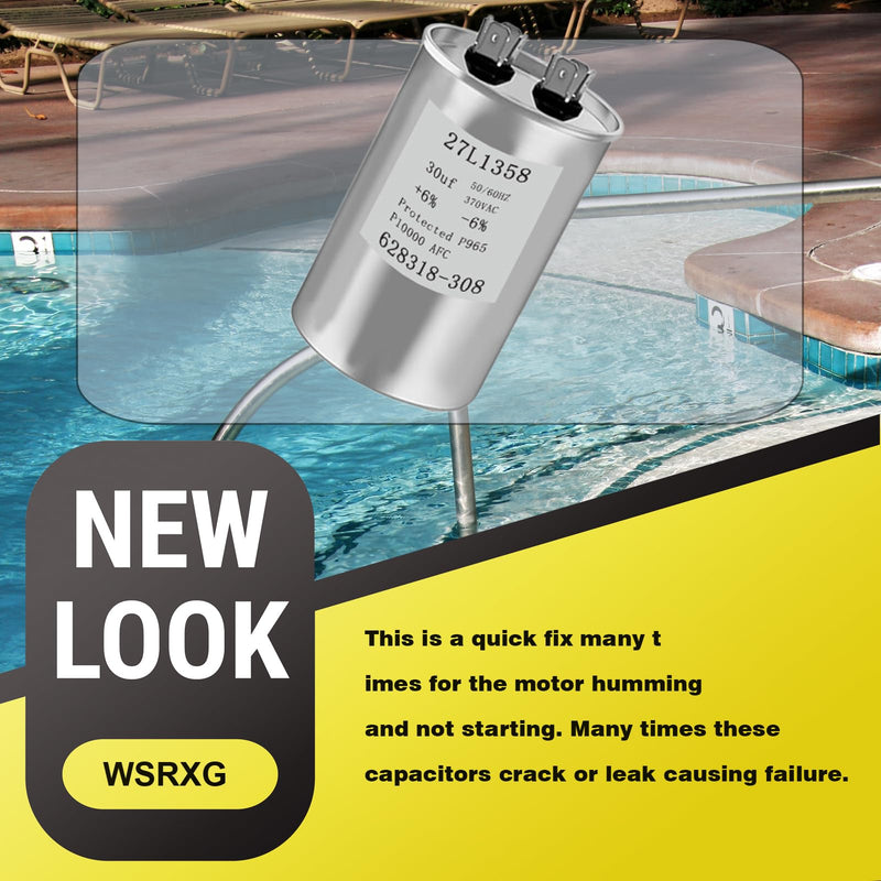 [Australia - AusPower] - 628318-308 27L1358 30 MFD 370V Pool Pump Motor Capacitor Replacement Compatible Motor Run Capacitor 