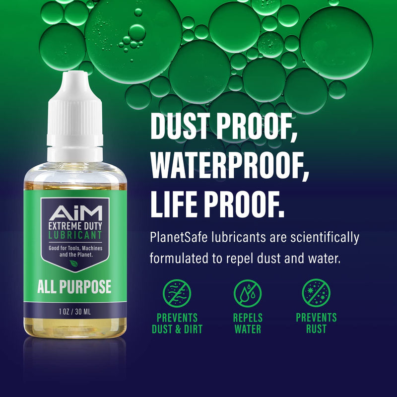 [Australia - AusPower] - PlanetSafe AIM Extreme Duty Lubricant - All-Purpose Industrial Lubricant - The World's Greatest, Safest, Hardest-Working Lubricant - Non-Toxic, Odorless, 1oz - Penetrates, Cleans, Protects AiM | 1oz | All Purpose 