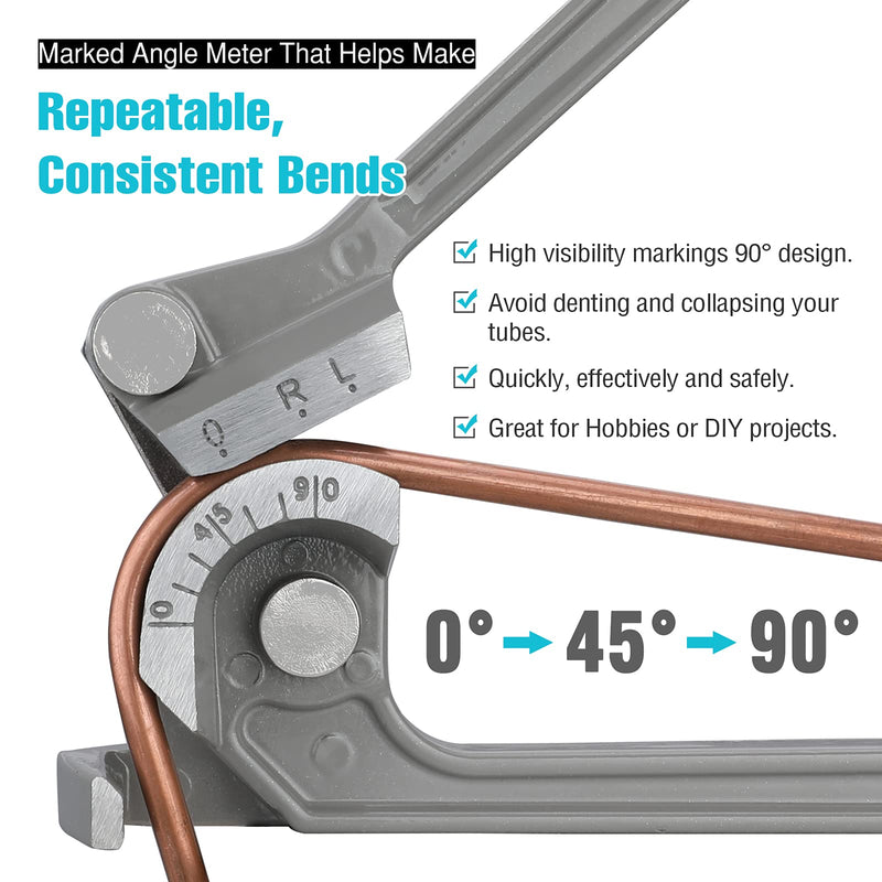 [Australia - AusPower] - DURATECH Tube Bender, Pipe Bender, 3-IN-1, 1/4", 5/16", 3/8", for Copper, Brass, Aluminum and Thin Steel Pipes Grey 