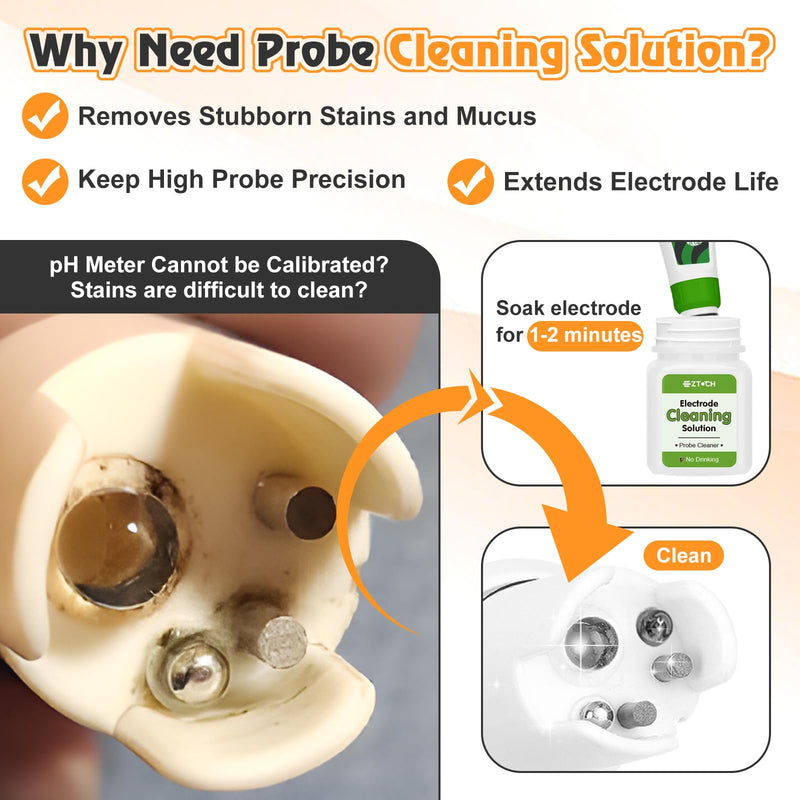 [Australia - AusPower] - pH Meter for Food with Calibration Solution Electrode Cleaning Solution Electorde KCL Storage Solution for Food Canning 