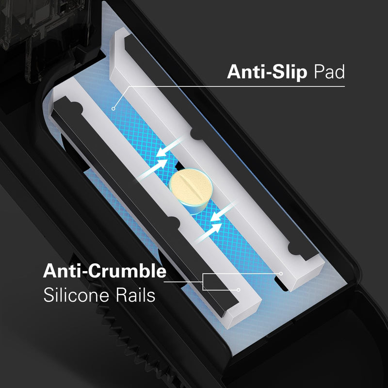 [Australia - AusPower] - ONE PIX Pill Cutter Splitter for Small and Tiny Pills, Pill Cutter for Cutting Multiple Pills at a Time in Half, Pill Cutter for Small or Large Pills with Hidden Sharp Stainless Steel Blade, Grey 
