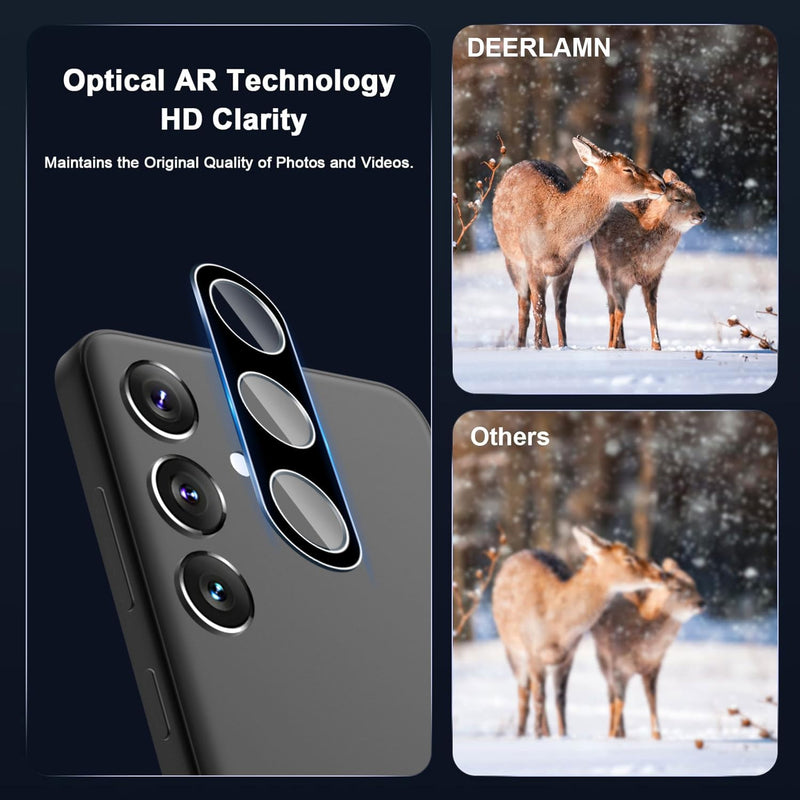 [Australia - AusPower] - DEERLAMN (3-Packs for Samsung Galaxy S24 Camera Lens Protector(6.2 Inch),9H Hardness Anti Scratch Easy Installation Tempered Glass - Black 