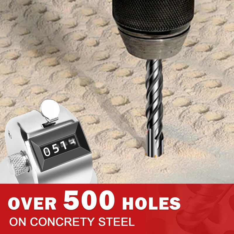 1-1/4" x 12" SDS Plus Rotary Hammer Drill Bit, Cross Carbide Tip, Heavy Duty Masonry Drill Bits for Concrete, Brick Hammer Drill Bits - Concrete Drill Bit Set 1-1/4" x 12" Length :12 inch