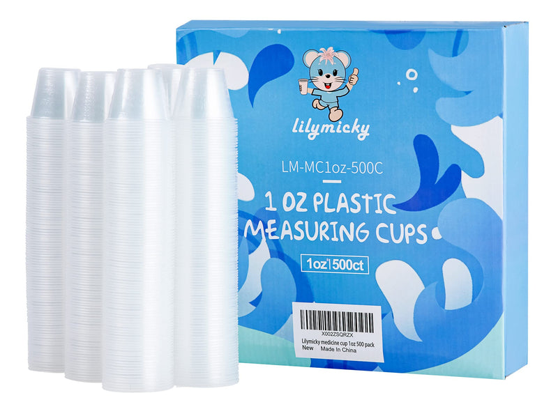 [Australia - AusPower] - Lilymicky 500 Pack Disposable Medicine Cups (1oz), Medical Plastic Measuring Cups For Medical Purposes, or Mixing and Measuring Resin, Epoxy, DIY Arts & Crafts, Paint 