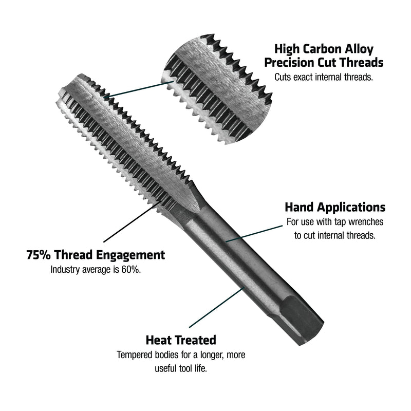 Century Drill & Tool 97319 Carbon Steel Metric Tap, 12.0X1.25 (Pack of 3) 12.0 by 1.25 (Pack of 3)