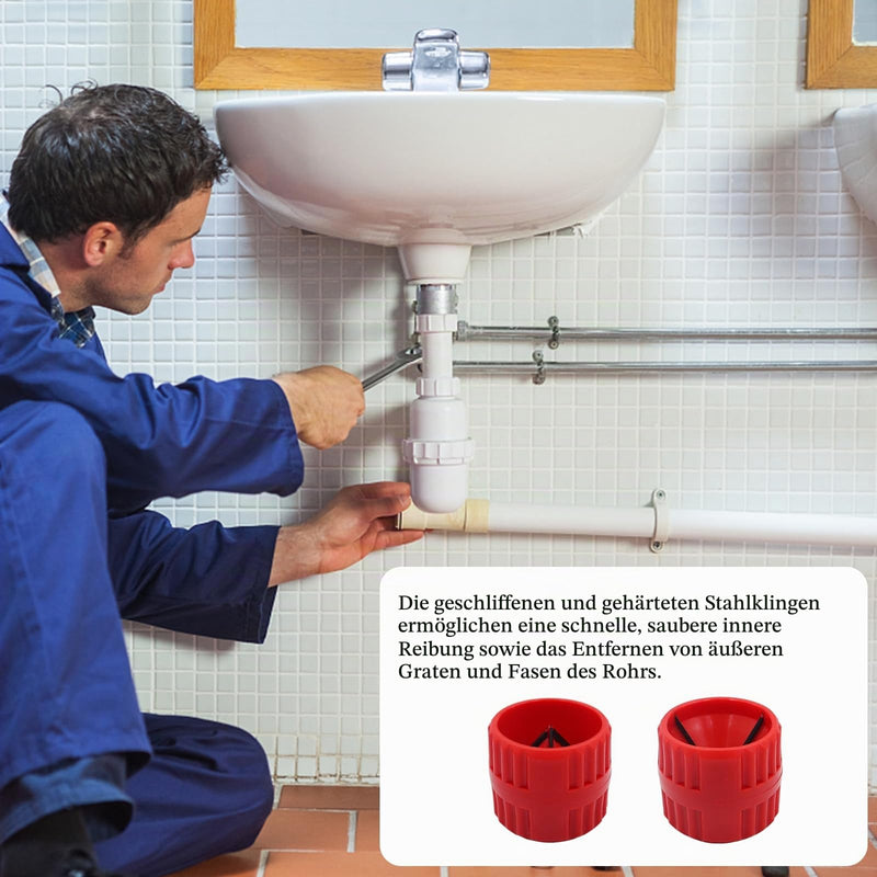 2 pieces 2 in 1 deburring copper pipe deburrer internal external deburrer | Copper Pipe Pipes Deburring Pipe Deburring Tool for Copper Aluminium Tubes Soft Steel Tubes Indoor and Outdoor 5-38 mm (Red)