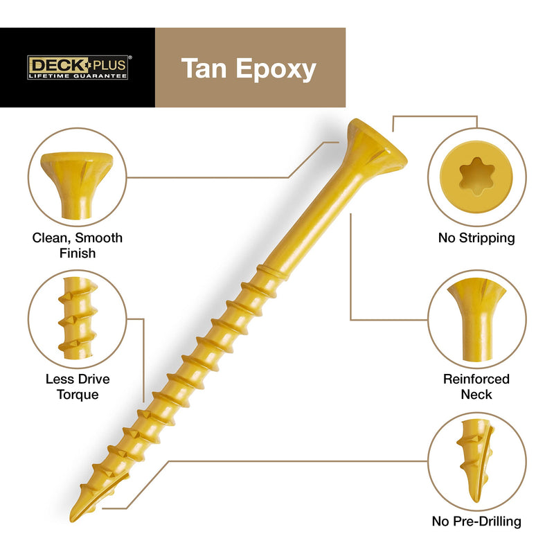 [Australia - AusPower] - Deck Plus 48423 Wood Screws #10 x 4", Tan, 1lb Box, 43 pieces 